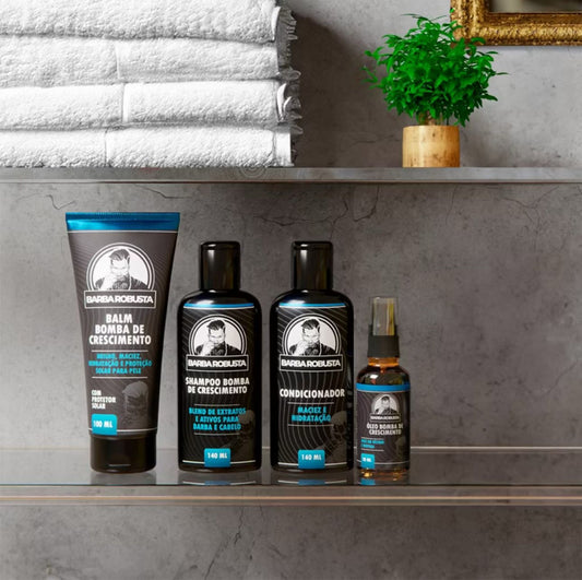 Kit Barba Óleo Shampoo Condicionador Balm Barba Robusta